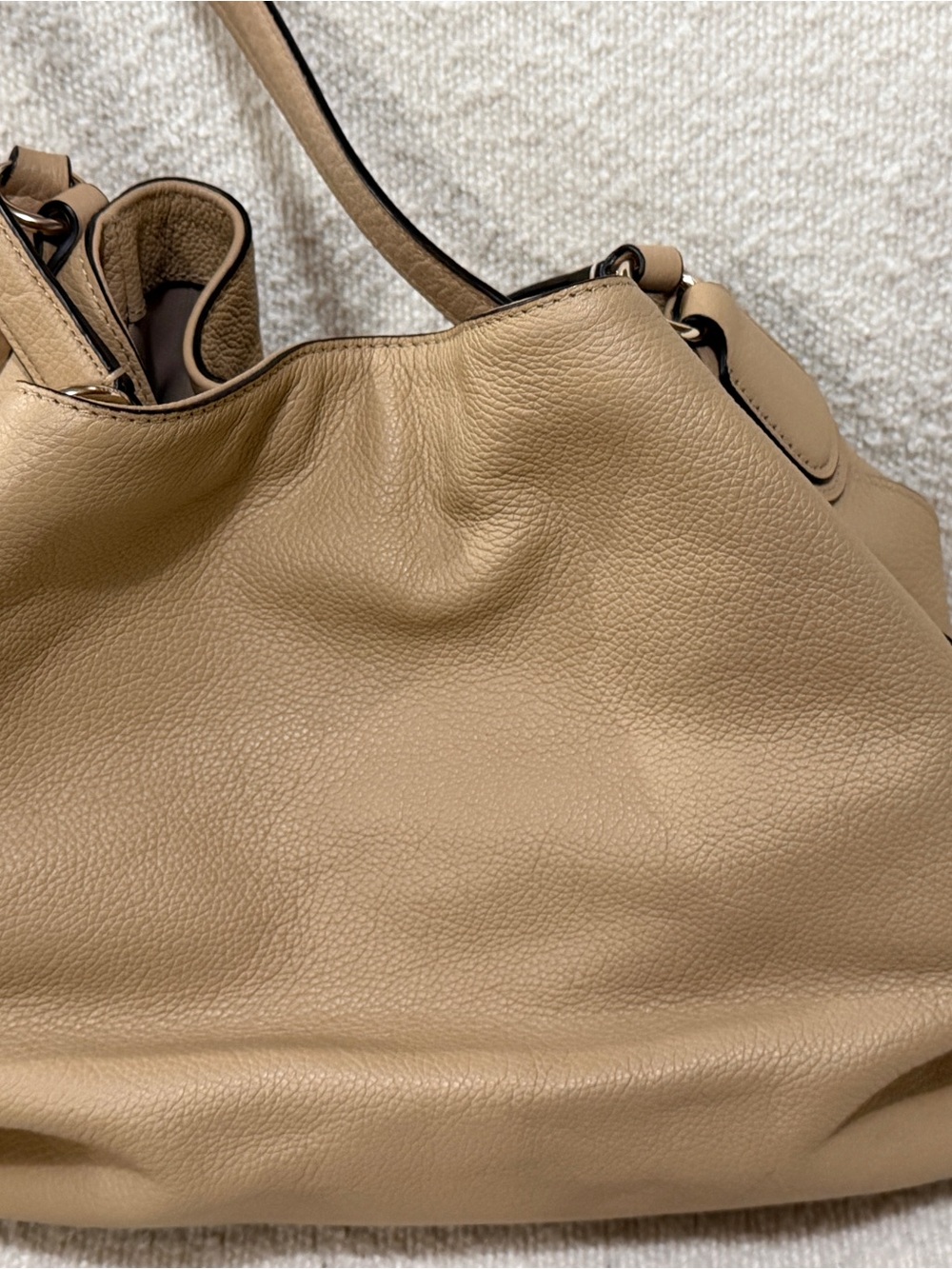 Coach Pebbled Leather Shoulder Hobo in Beige/Tan - Picture 3 of 11